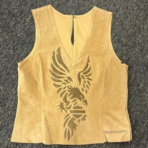 Harley Davidson Suede Sleeveless Top/Tank, Small